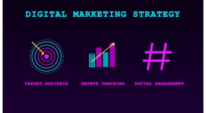 Digital marketing strategy target audience and growth animation