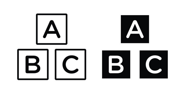 Abc icon graphic element set in black linear and clipatrt.