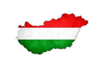 Obraz premium Hungary map with flag colors on white background
