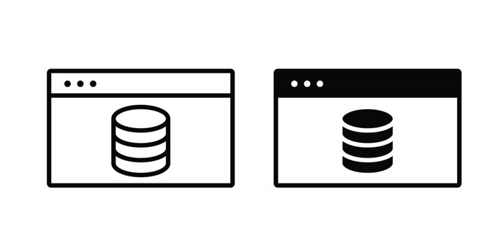 Backend icon graphic element set in black linear and clipatrt.