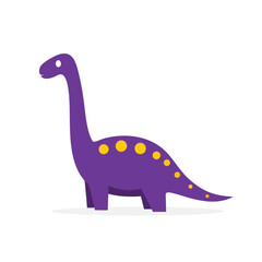 Naklejka premium Cute cartoon purple dinosaur with yellow spots isolated on white background.