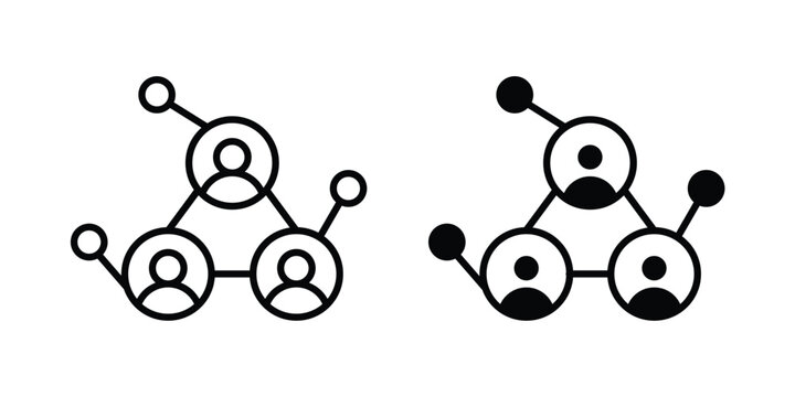 Business Connections icon graphic element set in black linear and clipatrt.