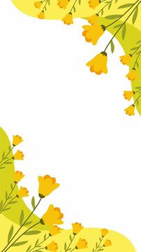 yellow tulips border frame vertical video template copy space