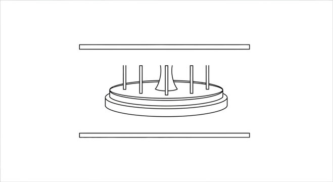 technical drawing of a circular object with rods