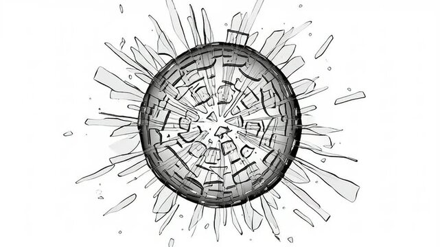 Black and White Animation of Sun or Virus.