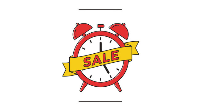 Sale Alarm Clock Icon: Limited Time Offer, Discount Promotion, Shopping Deal