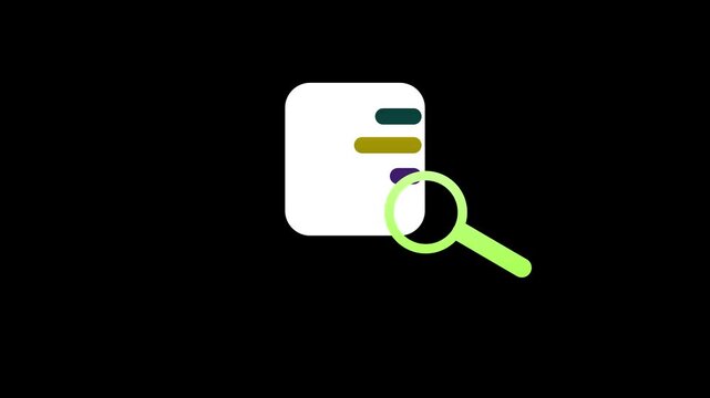 "The pink document icon with a magnifying glass symbolizes a deep search or detailed analysis of text files, aimed at locating specific information, keywords, or data within the documents."