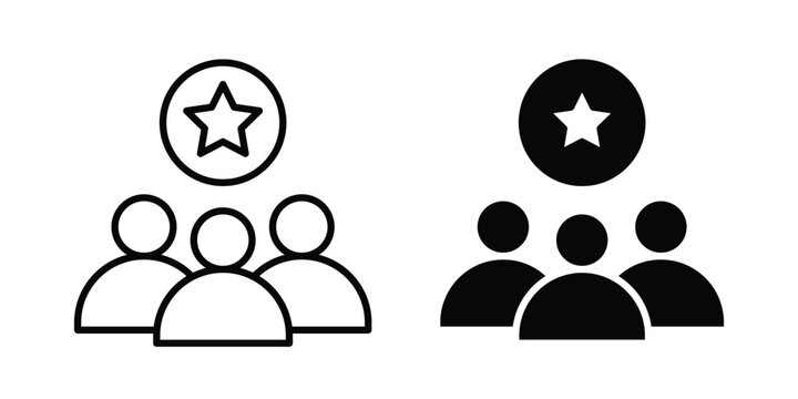 Customer experience icon graphic element set in black linear and clipatrt.