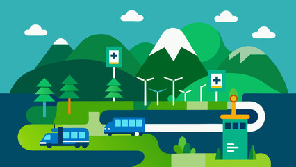 Naklejka premium Hydrogen Powered Green Valley Vector