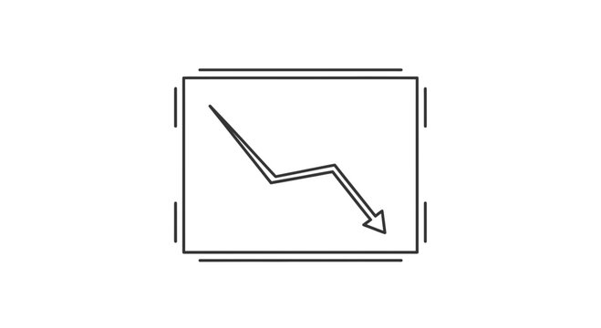 Minimalist line graph showing financial decline and negative business trend with downward arrow