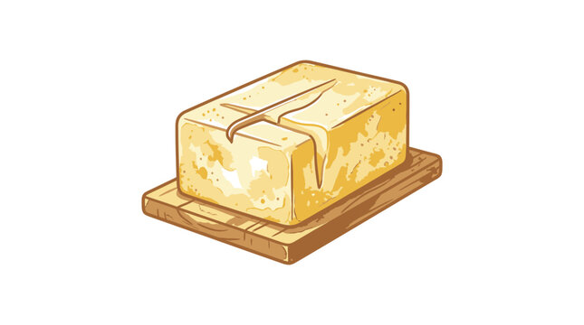 A block of cheese on board.