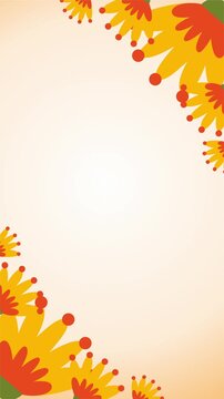 warm orange flowers corner frame vertical background for text