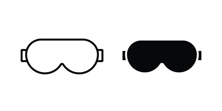 Eye mask icon graphic element set in black linear and clipatrt.