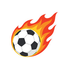 Fototapeta premium Soccer ball with fiery flame trail vector