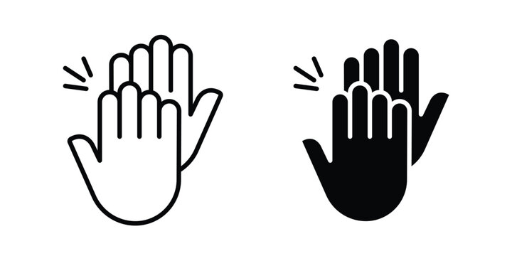 High Five icon graphic element set in black linear and clipatrt.