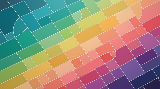 Vibrant Geometric Rainbow Tiles Arranged in Diagonal Abstract Pattern