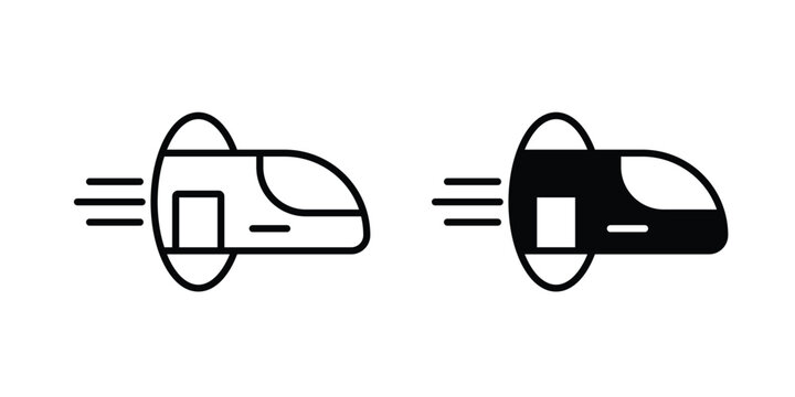 Hyperloop icon graphic element set in black linear and clipatrt.