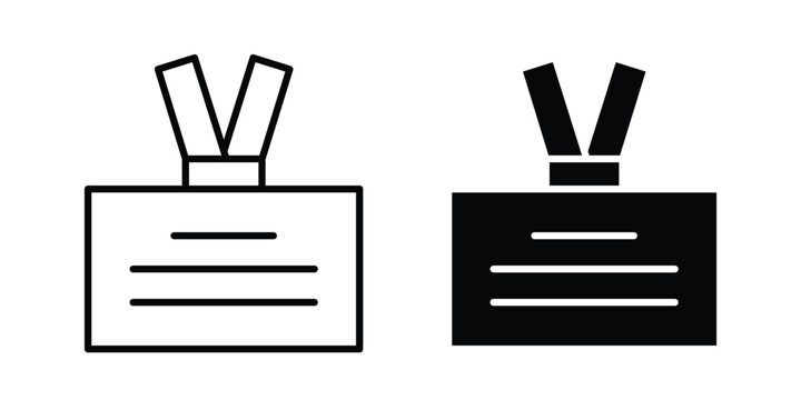Lanyard icon graphic element set in black linear and clipatrt.