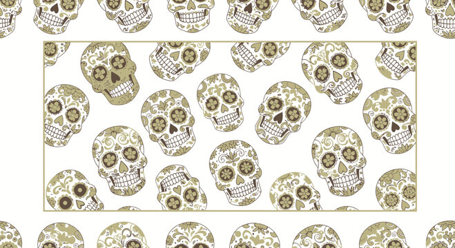 gold sugar skulls pattern