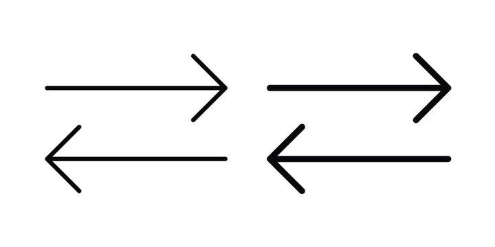 Left right direction icon graphic element set in black linear and clipatrt.