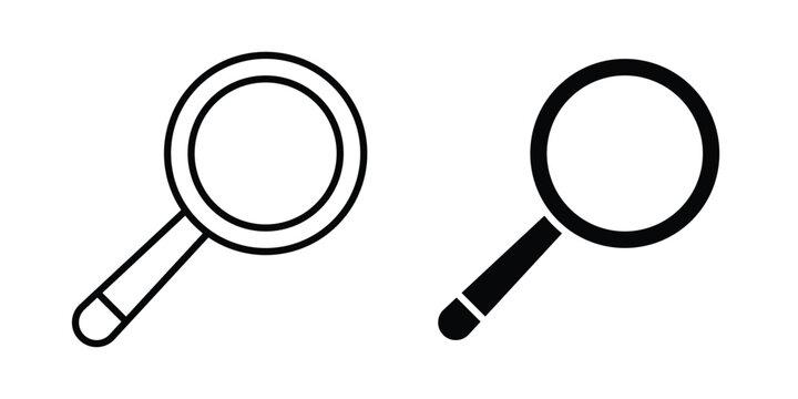 Loupe icon graphic element set in black linear and clipatrt.