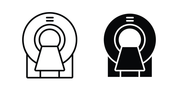 MRI scanner icon graphic element set in black linear and clipatrt.