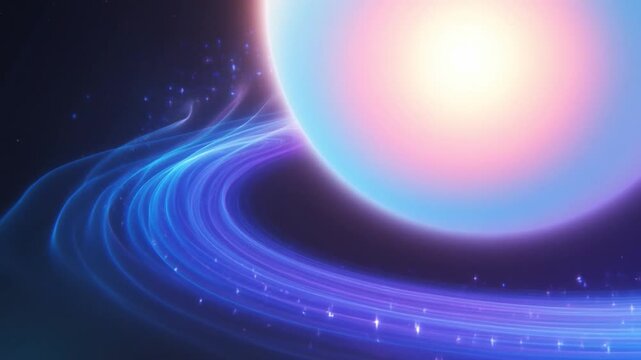 Abstract glowing orb with swirling light trails in deep space during a nebula formation