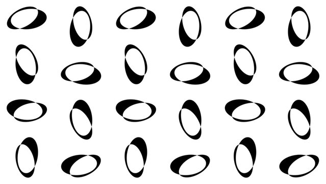 Abstract geometric seamless pattern. Minimalist interlocking oval rings optical illusion vector background. Modern abstract ellipse shape repeating layout for fabric print or packaging design.