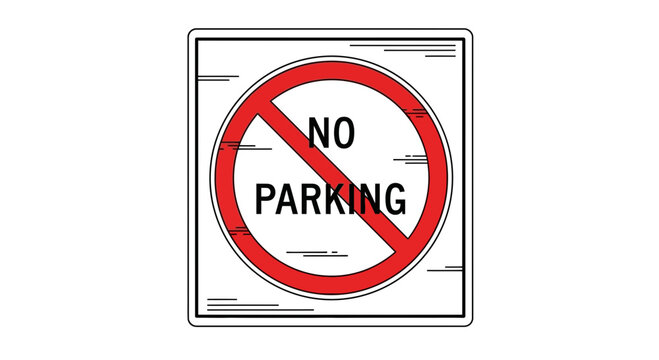 No Parking Sign Red Circle Slash Isolated White Background Prohibition Symbol