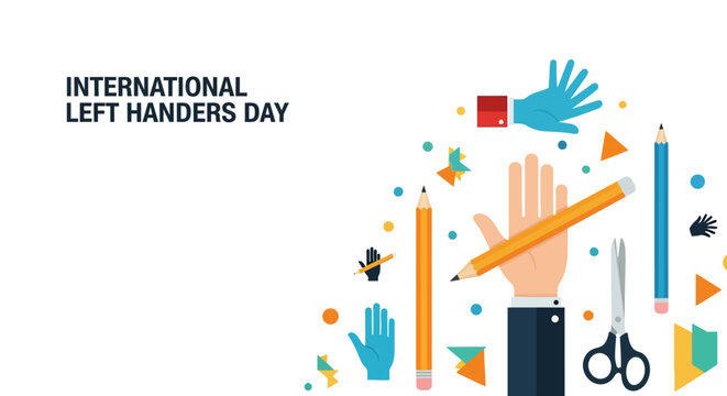 International Left Handers Day Celebration Abstract Design with Intertwined Hands Symbolizing Unity and Support