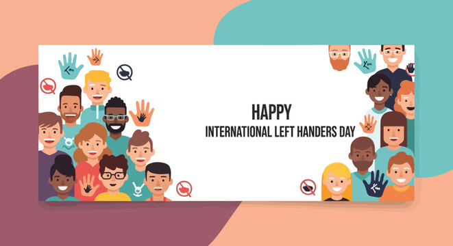 International Left Handers Day Celebration Represented by Unique Left Hand Icon