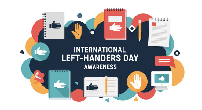 International Left-Handers Day Global Celebration Vector Illustration Isolated
