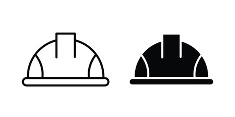 Fototapeta premium Safety helmet icon graphic element set in black linear and clipatrt.