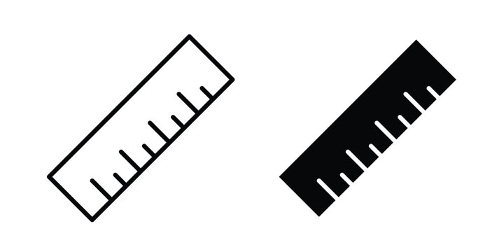 Ruler icon graphic element set in black linear and clipatrt.
