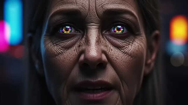 Elderly Woman Closeup Portrait with Expressive Eyes.