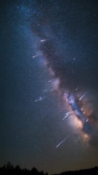 Stunning Milky Way with Shooting Stars in Cosmic Night Sky Generative AI