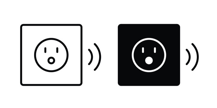smart Plug icon graphic element set in black linear and clipatrt.