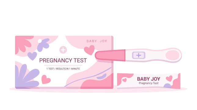 Pregnancy Test Kit Box and Stick with Pink and Purple Floral Design