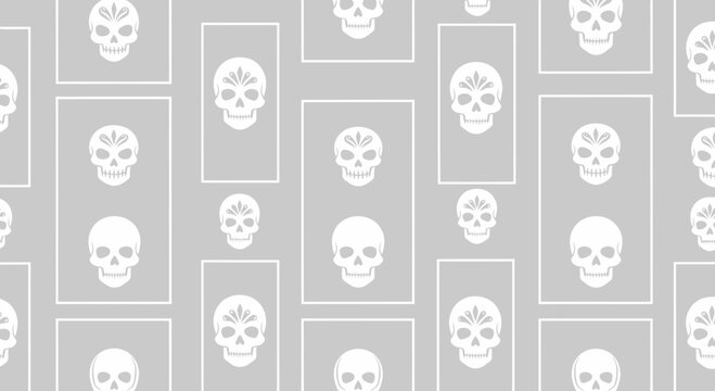 white skulls pattern on gray background