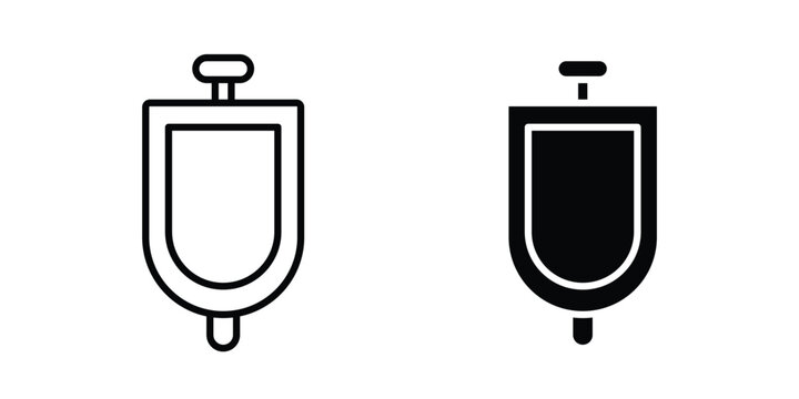 Urinal icon graphic element set in black linear and clipatrt.