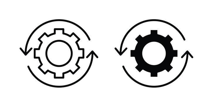 Workflow icon graphic element set in black linear and clipatrt.