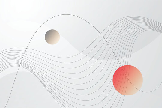 Abstract geometric background composition with circles and wave lines. Bright, wavy backdrop.