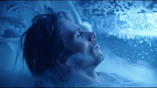 Man Awakening from Cryogenic Stasis in Futuristic Pod