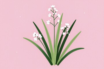 Obraz premium A bunch of lily of the valley flowers on a pink background