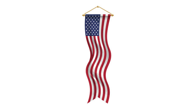 Vertical USA Flag Hanging Pennant Banner Patriotic Vector Illustration