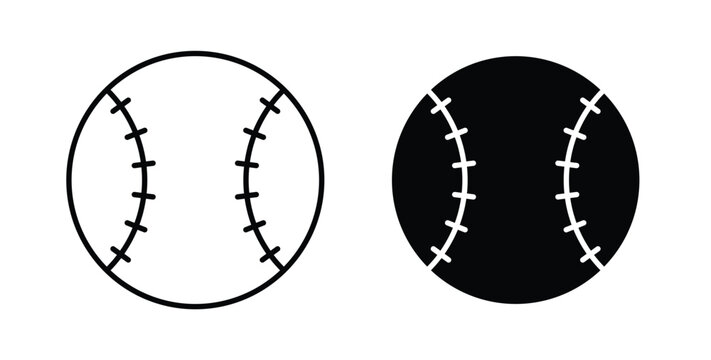 Baseball icon, outline style icon for web. vector graphics