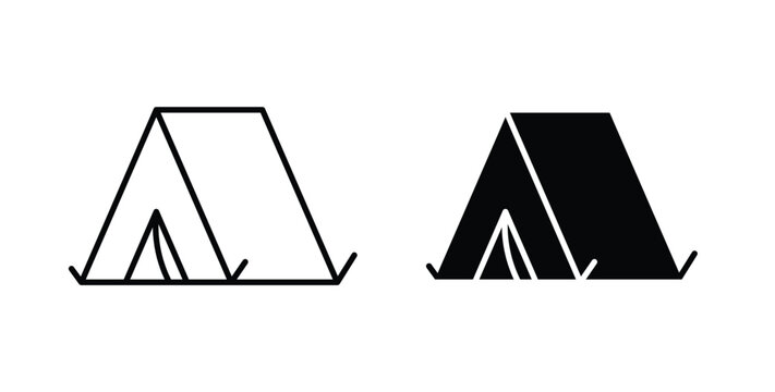 Camping icon, outline style icon for web. vector graphics