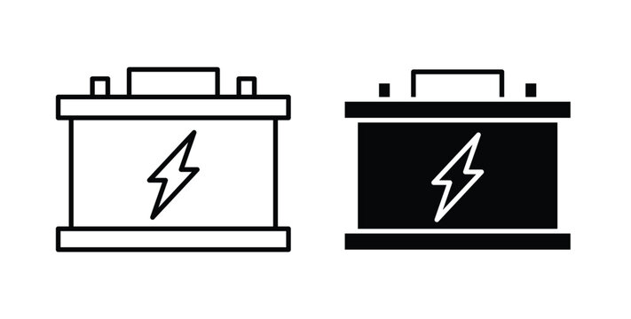 Car Battery icon, outline style icon for web. vector graphics