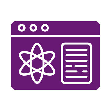 Web development icon atom structure and code lines isolated on transparent background