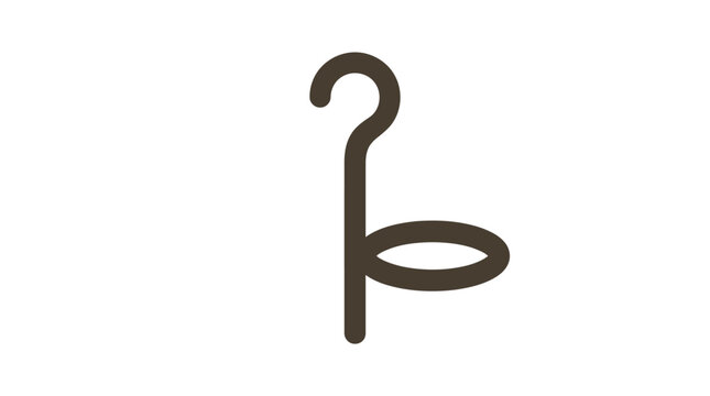 Minimalist icon of a shepherd's crook with a loop, simple line art symbol